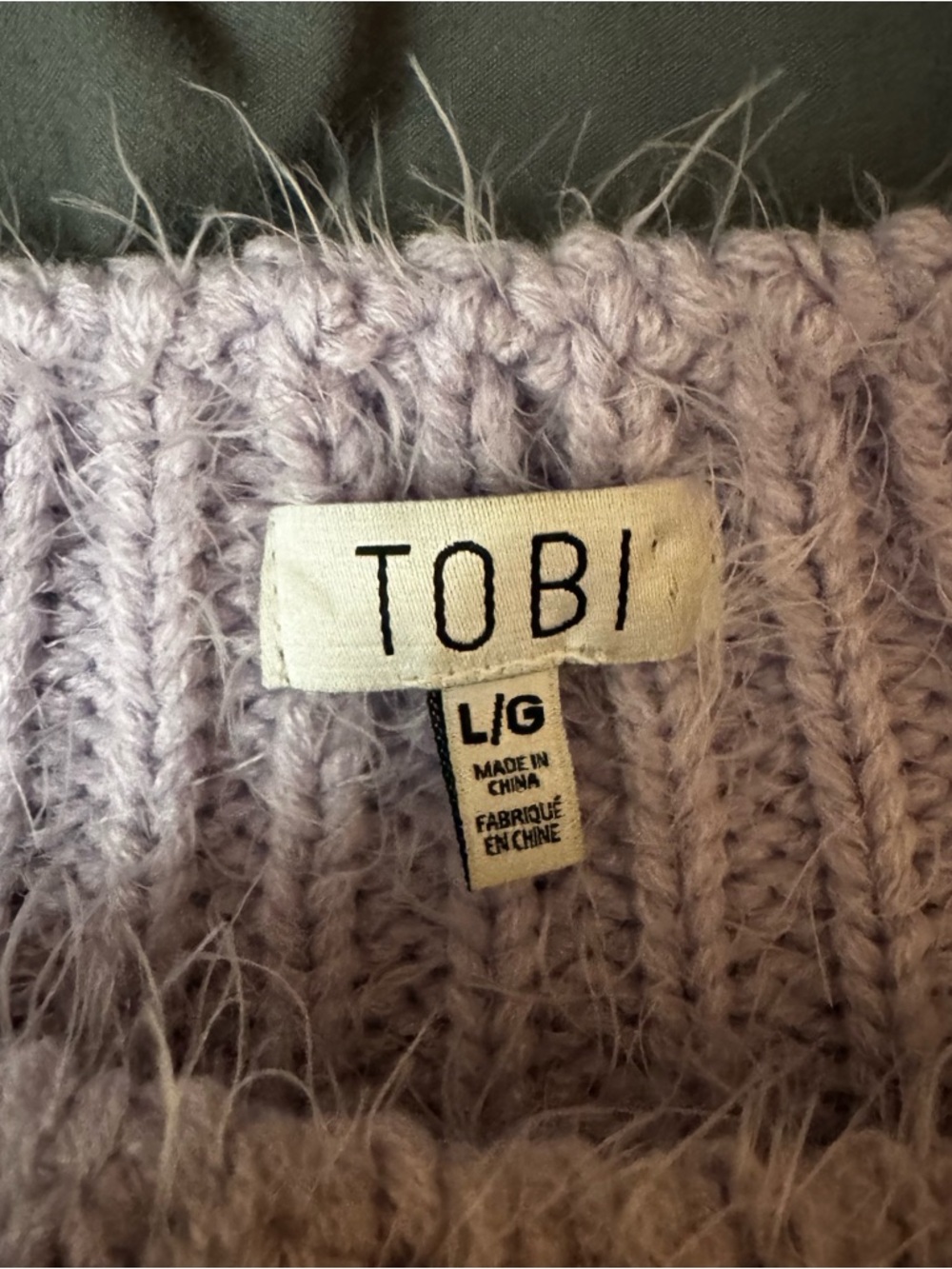 TOBI Valerie Lavender purple off the shoulder fuzzy sweater size large - Picture 9 of 12